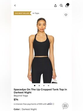 Beyond Yoga Black Racerback Cropped Sports Bra Tank